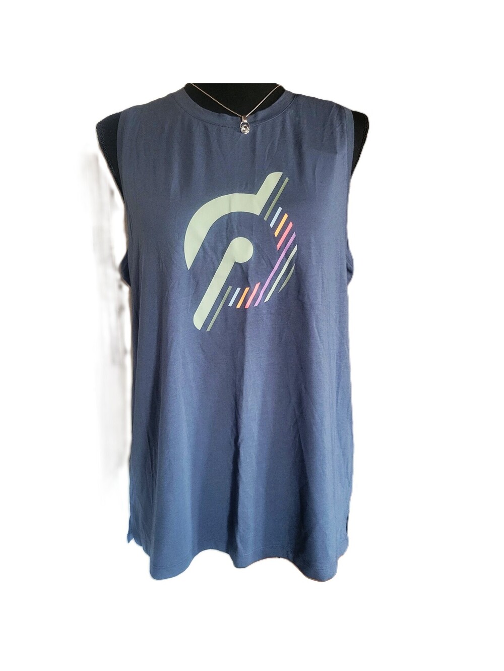 Peloton Women's "Level Up" Muscle Tank Top NWT Slate Blue/Gray - Size L Workout